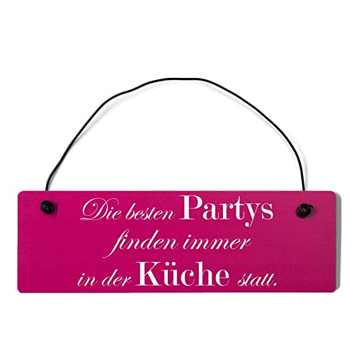 Deko Shabby Chic Schild Die besten Partys Küche in pink Vintage Holz Türschild mit Draht von Homeyourself