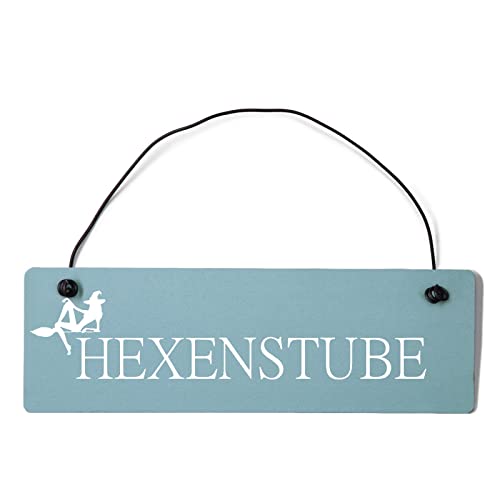 Deko Shabby Chic Schild Hexenstube Vintage Holz Türschild in hellblau mit Draht von Homeyourself