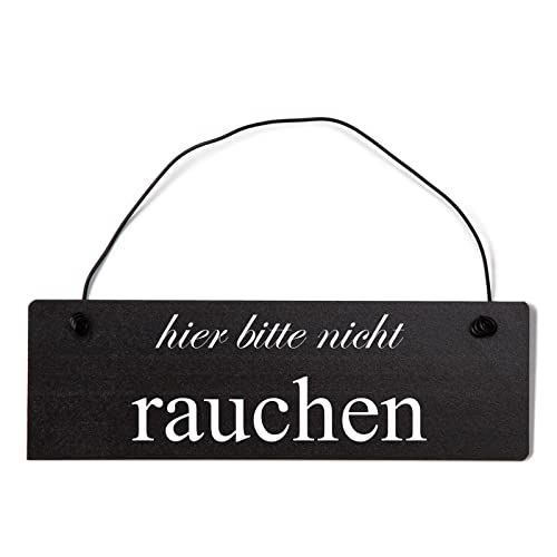 Deko Shabby Chic Schild Hier Bitte Nicht Rauchen Vintage Holz Türschild in schwarz mit Draht von Homeyourself