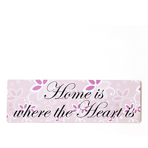 Deko Shabby Chic Schild Home is where the heart is Vintage Holz Türschild in rosa zum Kleben von Homeyourself