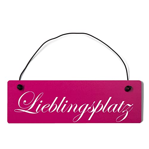 Deko Shabby Chic Schild Lieblingsplatz Vintage Holz Türschild in pink mit Draht von Homeyourself