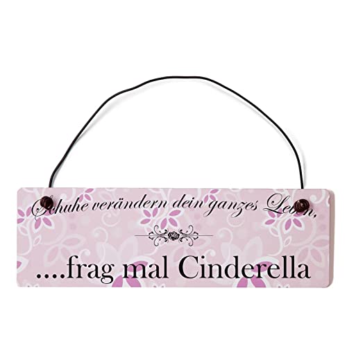 Deko Shabby Chic Schild Schuhe verändern Dein ganzes Leben Cinderella Vintage Holz Türschild in rosa mit Draht von Homeyourself