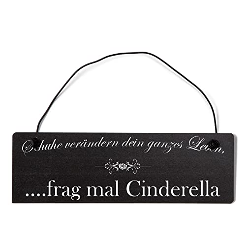 Deko Shabby Chic Schild Schuhe verändern Dein ganzes Leben Cinderella Vintage Holz Türschild in schwarz mit Draht von Homeyourself