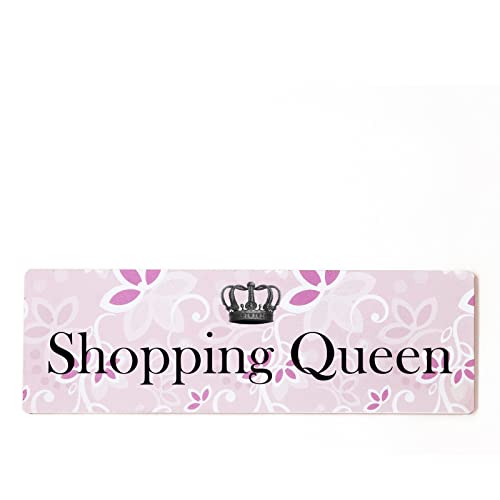 Deko Shabby Chic Schild Shopping Queen Vintage Holz Türschild in rosa zum Kleben von Homeyourself
