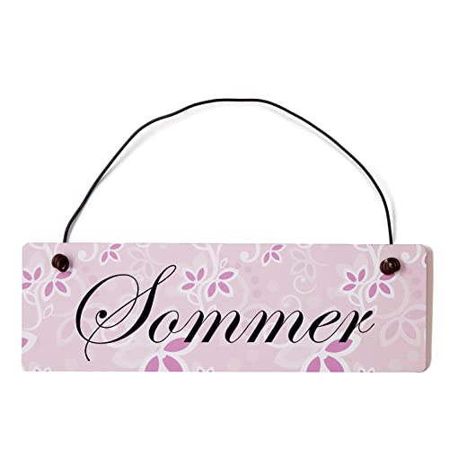 Deko Shabby Chic Schild Sommer Vintage Holz Türschild in rosa mit Draht von Homeyourself