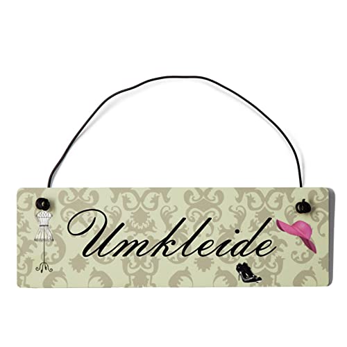 Deko Shabby Chic Schild Umkleide Vintage Holz Türschild in beige mit Draht von Homeyourself