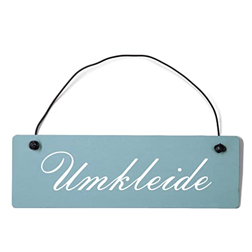 Deko Shabby Chic Schild Umkleide Vintage Holz Türschild in hellblau mit Draht von Homeyourself