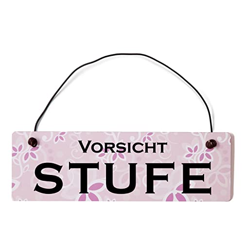 Deko Shabby Chic Schild Vorsicht Stufe Vintage Holz Türschild in rosa mit Draht Deko Shabby Chic Schild Vorsicht Stufe Vintage Holz Türschild in rosa mit Draht von Homeyourself