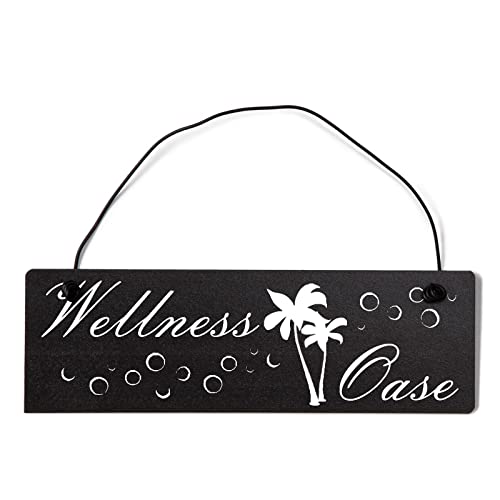 Deko Shabby Chic Schild Wellness Oase Vintage Holz Türschild in schwarz mit Draht von Homeyourself