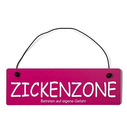 Deko Shabby Chic Schild Zickenzone Vintage Holz Türschild in pink mit Draht von Homeyourself