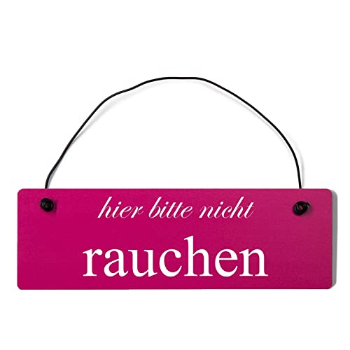 Deko Shabby Chic Schild hier bitte nicht rauchen Vintage Holz Türschild in pink mit Draht von Homeyourself
