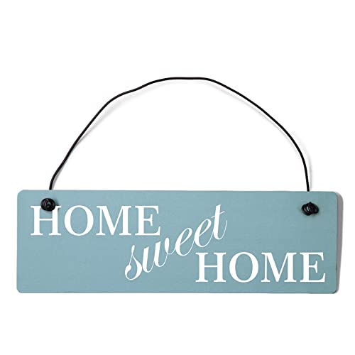 Deko Shabby Chic Schild home sweet home Vintage Holz Türschild in hellblau mit Draht von Homeyourself