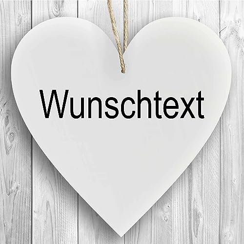 Herzschild Holzherz Holzschild 16 x 16 cm mit Wunschtext in weiß Dekoschild Wandschild Schild Holz Herz individualisiert personalisiert von Homeyourself