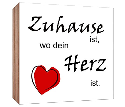 Holzschild Zuhause ist wo Dein Herz ist Holzbild zum hinstellen oder aufhängen Bild mit Spruch aus Holz Wandschild Dekoschild von Homeyourself
