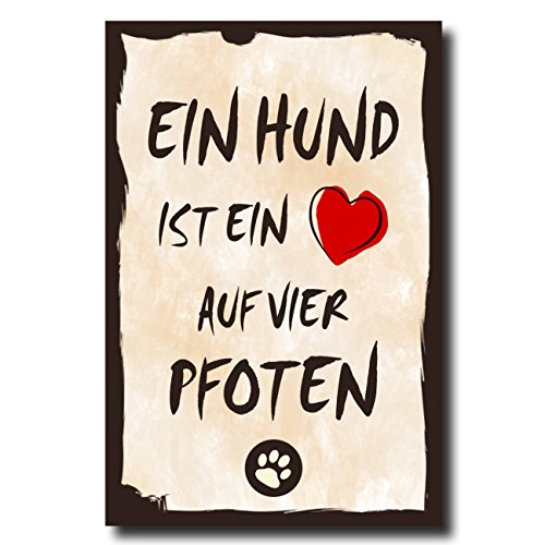 Homeyourself Holzschild Dekoschild EIN Hund ist EIN Herz auf Vier Pfoten mit Spruch 20x30cm Shabby Chic Vintage Wandschild Türschild Holzbild Holztafel Bild von Homeyourself