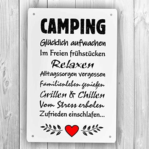 Homeyourself Holzschild in 12 x 18 cm - Camping Regeln von Homeyourself