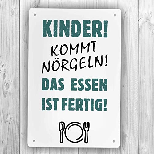 Homeyourself Holzschild in 12 x 18 cm - Kinder kommt nörgeln das Essen ist fertig von Homeyourself