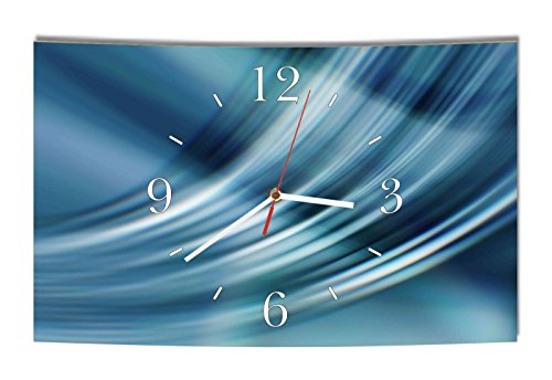 Homeyourself LAUTLOSE Designer Wanduhr Blau Abstrakt Wellen modern Dekoschild Abstrakt Bild 39 x 25cm von Homeyourself