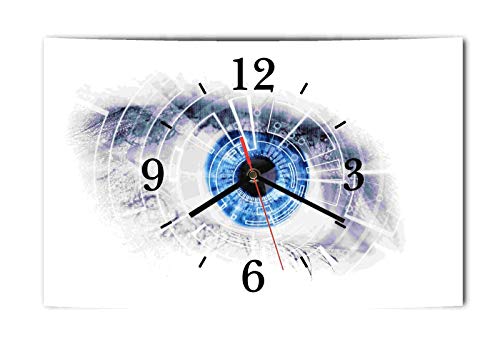 Homeyourself LAUTLOSE Designer Wanduhr Modern Auge weiß blaumodern Dekoschild Abstrakt Bild 39 x 25 cm von Homeyourself