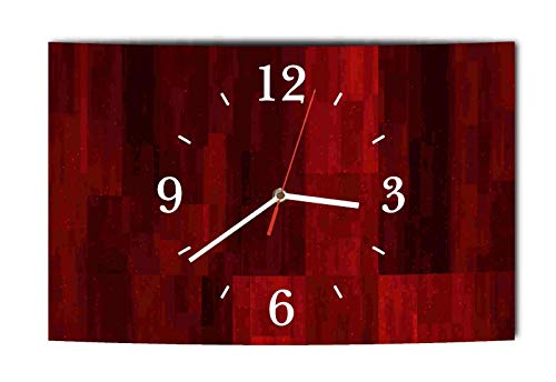 Homeyourself LAUTLOSE Designer Wanduhr Muster Rechtecke rot modern Dekoschild Abstrakt Bild 39 x 25 cm von Homeyourself
