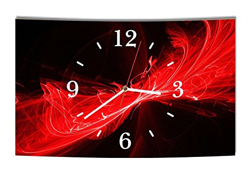 Homeyourself LAUTLOSE Designer Wanduhr Abstrakt schwarz rot modern Dekoschild Abstrakt Bild 39 x 25cm von Homeyourself