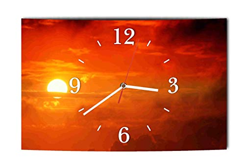 LAUTLOSE Designer Wanduhr Himmel Sonne orange rotmodern Dekoschild Abstrakt Bild 39 x 25 cm von Homeyourself