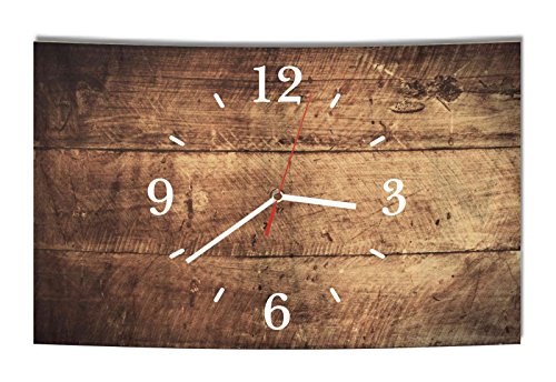 LAUTLOSE Designer Wanduhr Holz Optik braun bretter rustikal modern Dekoschild Abstrakt Bild 39 x 25cm von Homeyourself