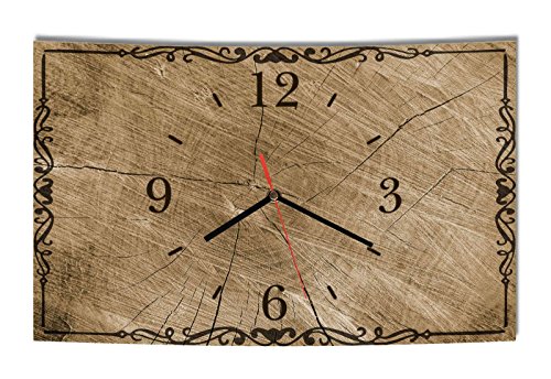 LAUTLOSE Designer Wanduhr Holz braun Holzoptik Baumstamm modern Dekoschild Abstrakt Bild 39 x 25cm von Homeyourself