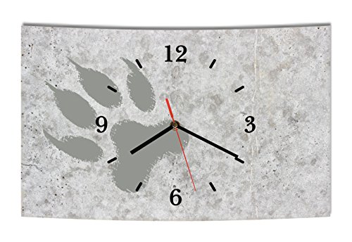 Homeyourself LAUTLOSE Designer Wanduhr Hund Hundetatze grau modern Dekoschild Abstrakt Bild 38 x 25cm von Homeyourself