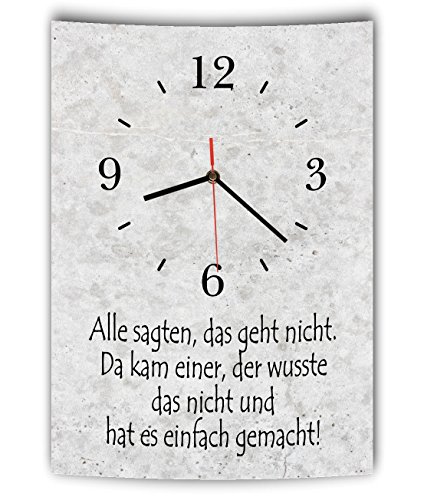 Homeyourself LAUTLOSE Designer Wanduhr mit Spruch Alle sagten das geht Nicht Einer wusste das Nicht und hat es einfach gemacht grau Betonoptik modern Deko Schild Abstrakt Bild 41 x 28cm von Homeyourself