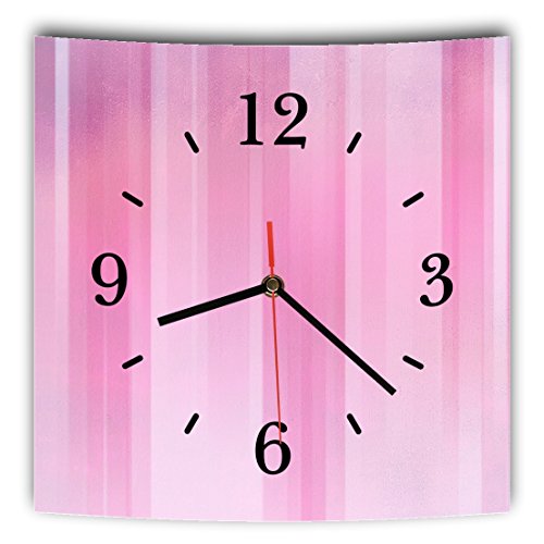 Homeyourself LAUTLOSE Designer Wanduhr mit Spruch Rosa Pink gestreift grau weiß modern Dekoschild Abstrakt Bild 29,5 x 28cm von Homeyourself