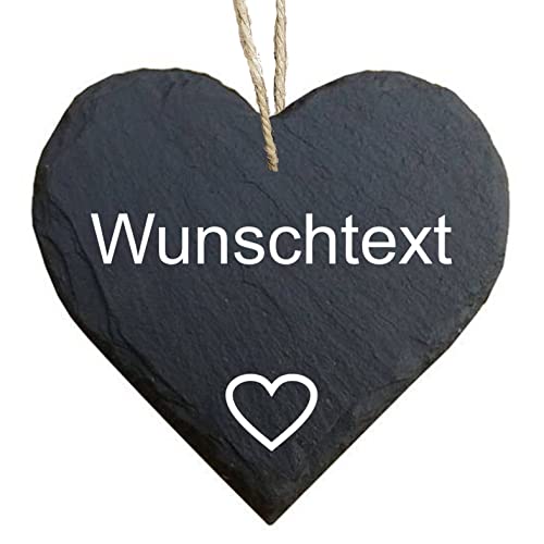 homeyourself - Schieferherz Schiefer Schild personalisiert mit Druck/Wunschtext - Herz - individualisiert von Homeyourself