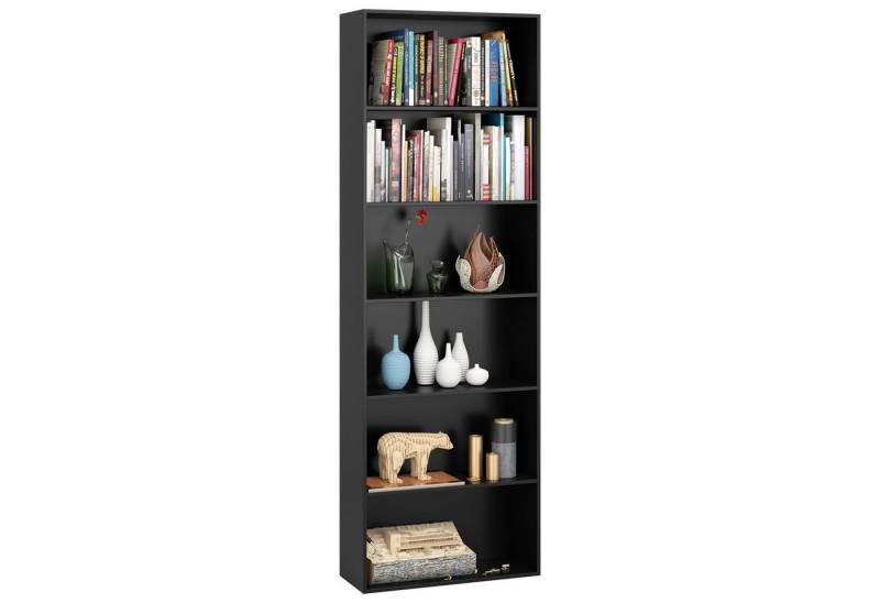 Homfa Bücherregal, 180cm Standregal Büroregal Raumteiler mit 6 Fächern Schwarz von Homfa