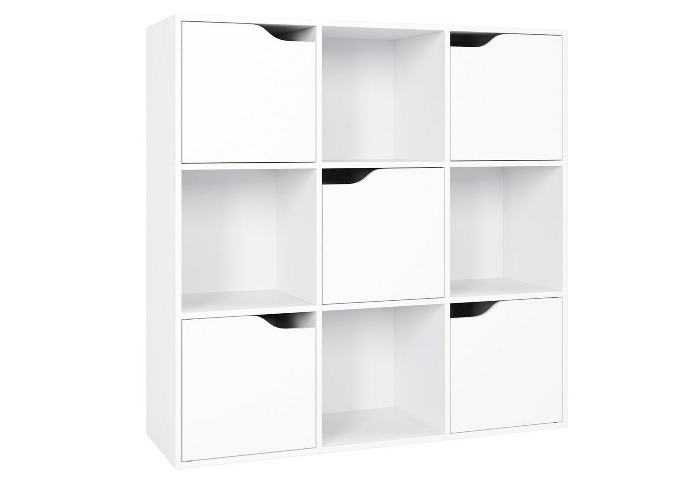 Homfa Bücherregal Standregal, Würfelregal mit 9 Fächer 5 Türen 90x29x90cm weiß von Homfa