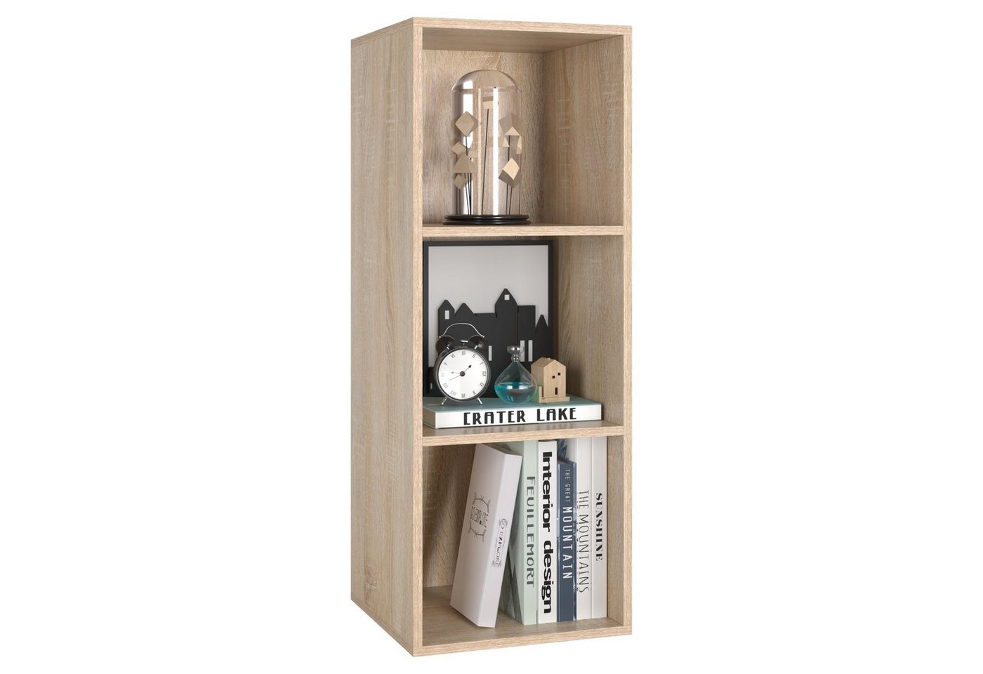 Homfa Bücherregal, Standregal mit 3 Fächern, Würfelregal, Regal Holz 30x30x80cm von Homfa