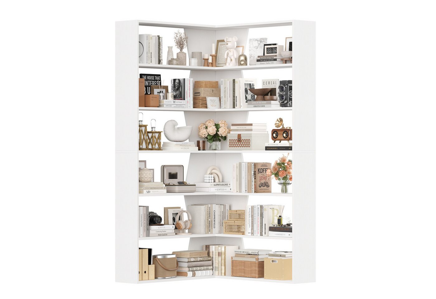 Homfa Bücherregal Eckregal Standregal Eck-Bücherregal, mit 6 Ebenen aus Holz, 90x90x190,5cm Homfa Bücherregal Eckregal Standregal Eck-Bücherregal, mit 6 Ebenen aus Holz, 90x90x190,5cm von Homfa