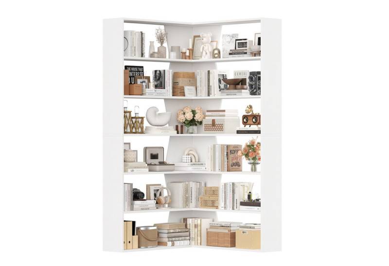 Homfa Bücherregal Eckregal Standregal Eck-Bücherregal, mit 6 Ebenen aus Holz, 90x90x190,5cm von Homfa