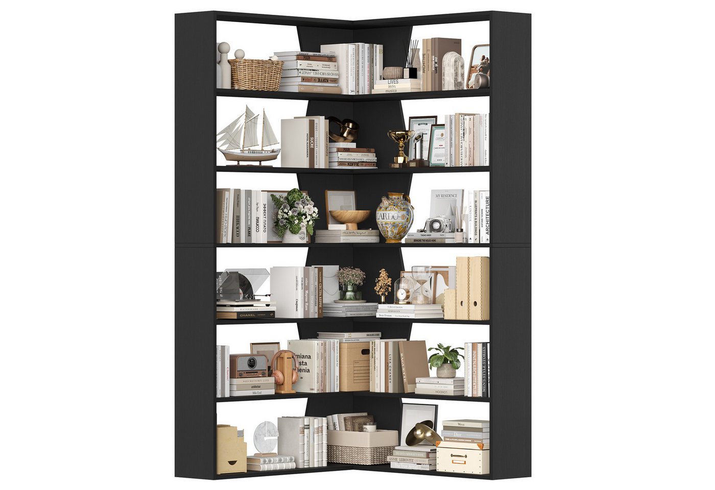 Homfa Bücherregal Eckregal Standregal Eck-Bücherregal, mit 6 Ebenen aus Holz, 90x90x190,5cm Homfa Bücherregal Eckregal Standregal Eck-Bücherregal, mit 6 Ebenen aus Holz, 90x90x190,5cm von Homfa