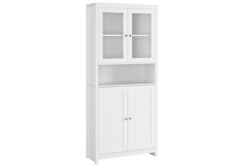 Homfa Buffet Vitrinenschrank, Bücherschrank, Hochschrank, mit 4 Türen, Weiß, Höhe 190cm von Homfa