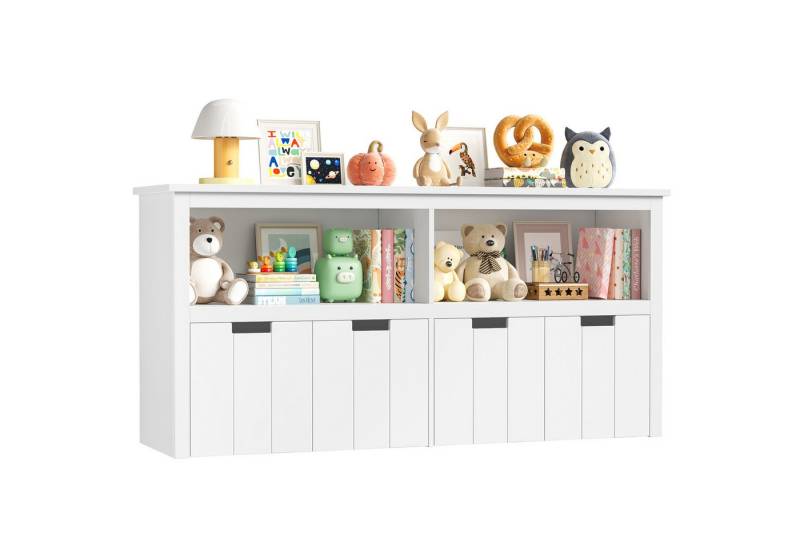 Homfa Kinderregal, Spielzeugtruhe Bücherregal 4 Schubladen mit Rollen 120 x 33 x 61,5cm von Homfa