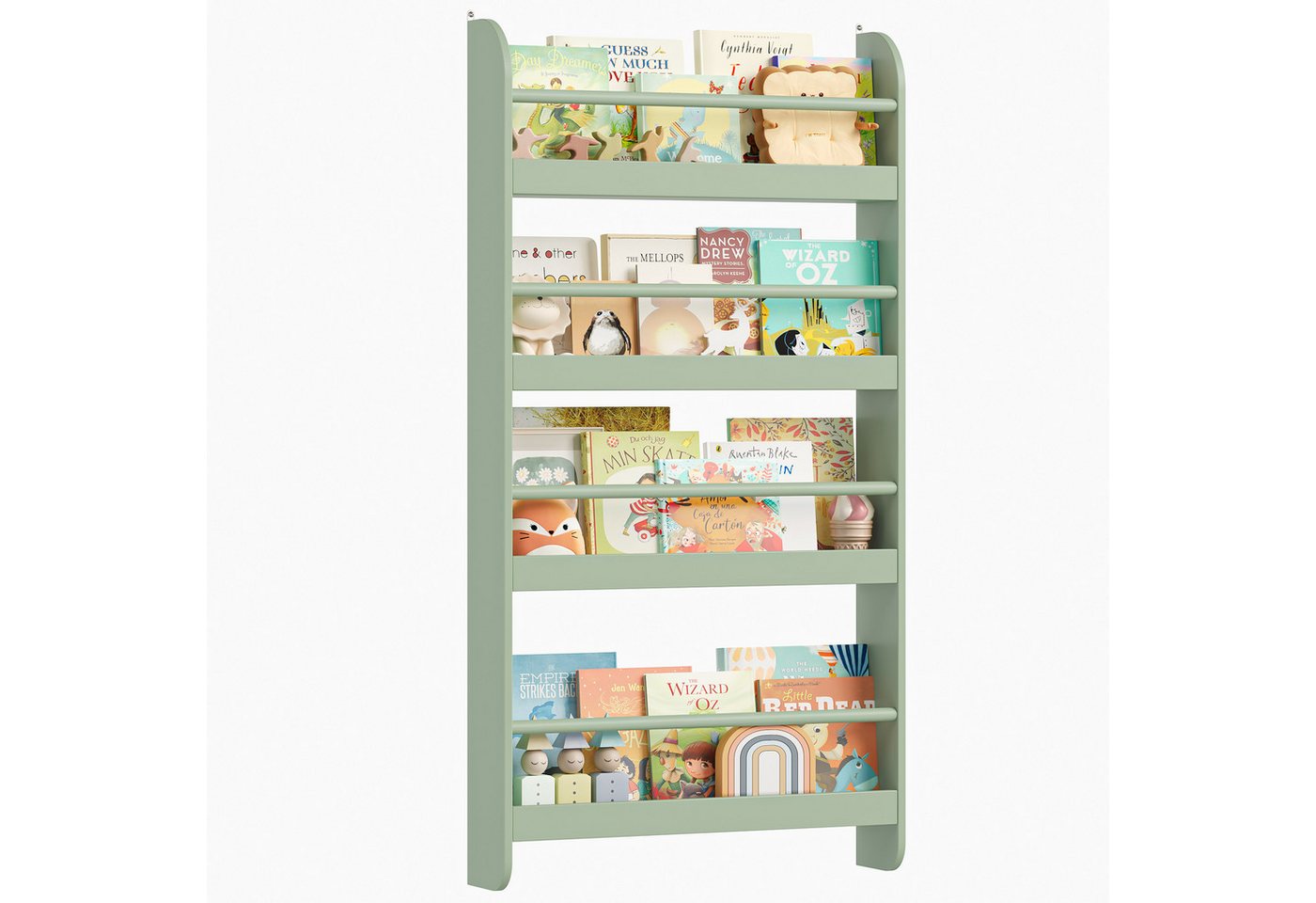 Homfa Kinderregal Kinderbücherregal Wandregal, Bücherregal mit 4 Ablagen aus Holz 112x58x12 cm von Homfa