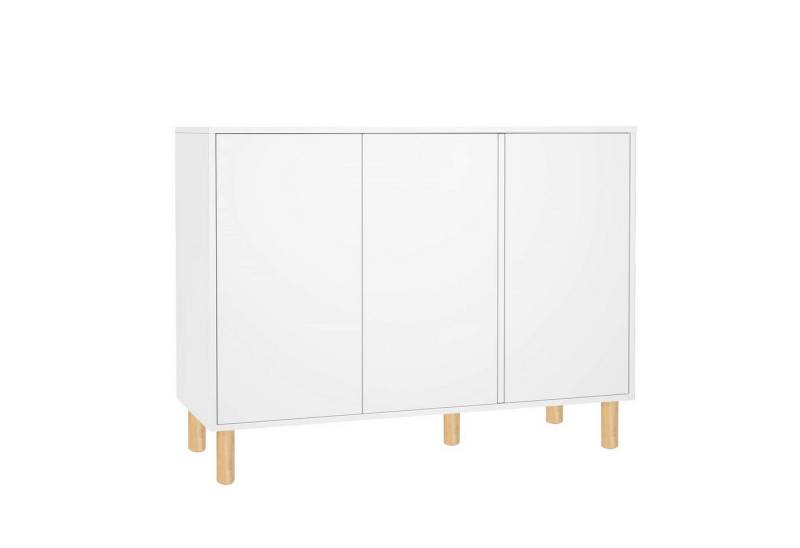 Homfa Sideboard Sideboard Kommode, mit 3 Türen, weiß, 107x40x80cm, aus Holz von Homfa