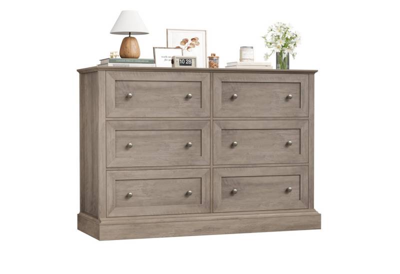 Homfa Kommode Schlafzimmer Kommode mit 6 Schubladen, Sideboard Komodenschrank, Landhaus, 120x42,5x82,5 cm von Homfa