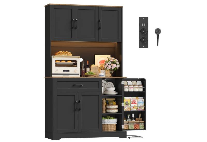Homfa Küchenbuffet Küchenbuffet mit LED Küchenschrank Buffetschrank Sideboard weiß mit Steckdosenleiste & Arbeitsplatte 180,5x100x38,6cm Homfa Küchenbuffet Küchenbuffet mit LED Küchenschrank Buffetschrank Sideboard weiß mit Steckdosenleiste & Arbeitsplatte 180,5x100x38,6cm von Homfa