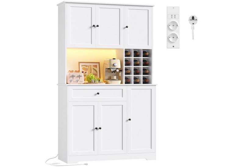 Homfa Küchenbuffet Küchenbuffet mit LED & Weinregal Küchenschrank Buffetschrank Sideboard weiß mit Steckdosenleiste & Arbeitsplatte 180x100x39cm Homfa Küchenbuffet Küchenbuffet mit LED & Weinregal Küchenschrank Buffetschrank Sideboard weiß mit Steckdosenleiste & Arbeitsplatte 180x100x39cm von Homfa