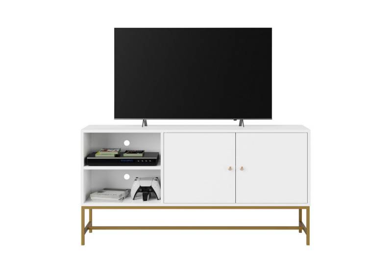 Homfa Lowboard, Fernsehschrank Fernsehtisch Weiß und Gold 120x30x60.3cm von Homfa