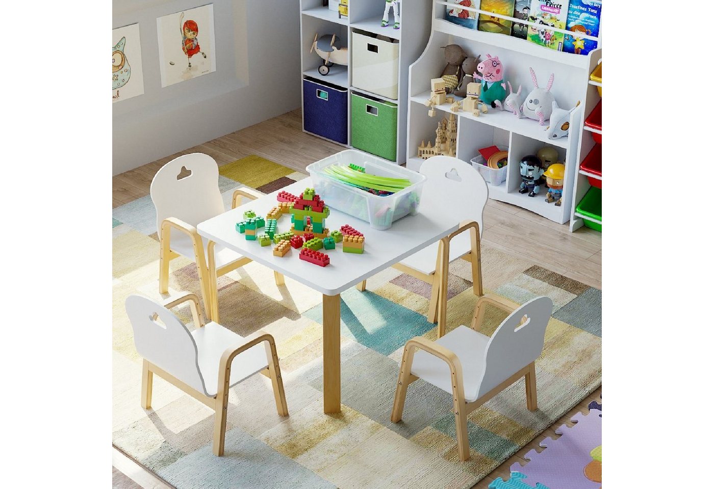 Homfa Schreibtisch, Kinderschreibtisch, Kindertisch ohne Stühle Tisch zum Spielen & Malen von Homfa