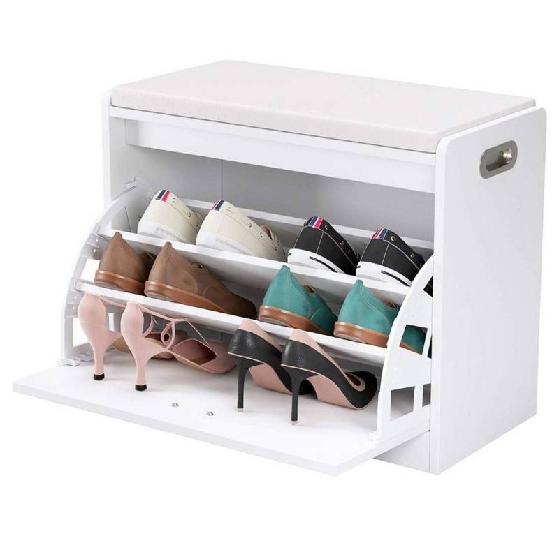Homfa Schuhbank, Sitzbank Schuhschrank mit Sitzkissen Schuhregal bis zu 12 Paare weiß Homfa Schuhbank, Sitzbank Schuhschrank mit Sitzkissen Schuhregal bis zu 12 Paare weiß von Homfa