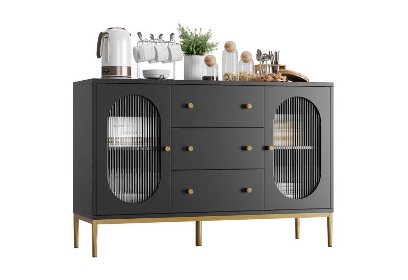 Homfa Sideboard, Küchenschrank mit 3 Schubladen 2 Türen Buffetschrank 120x38x80cm von Homfa