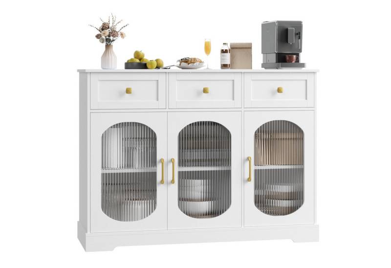 Homfa Sideboard 120cm Wohnimmer Küchenschrank, Buffetschrank mit 2 Schubladen 4 Türen 120x89.7x39.8 cm weiß Homfa Sideboard 120cm Wohnimmer Küchenschrank, Buffetschrank mit 2 Schubladen 4 Türen 120x89.7x39.8 cm weiß von Homfa